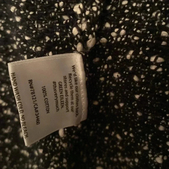 Eileen Fisher black/white 100% cotton open cardigan - long sleeve - medium - Picture 3 of 6